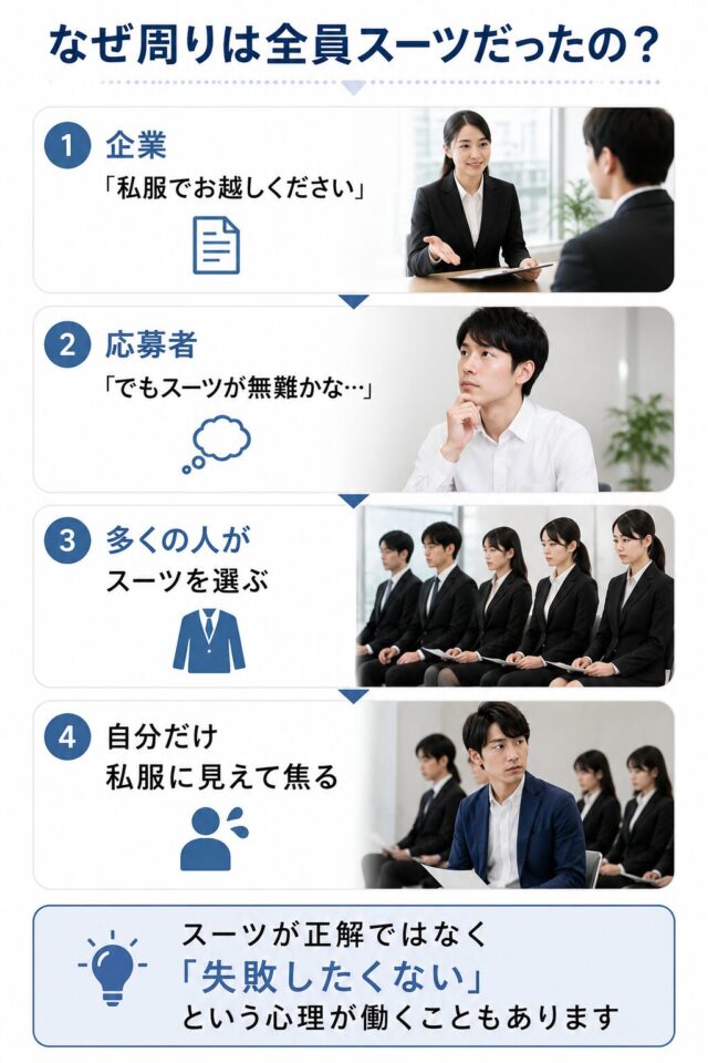 なぜ周りは全員スーツだったの？