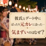 デート中に元カレを見付け驚く女性