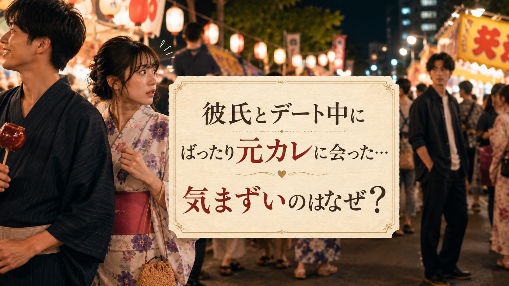 デート中に元カレを見付け驚く女性