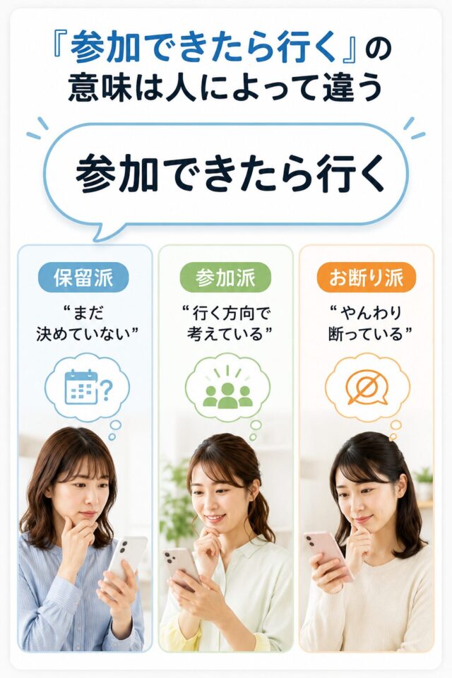 「参加できたら行く」の意味解説