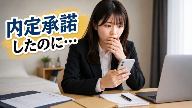 内定通知を見ながら悩む就活生