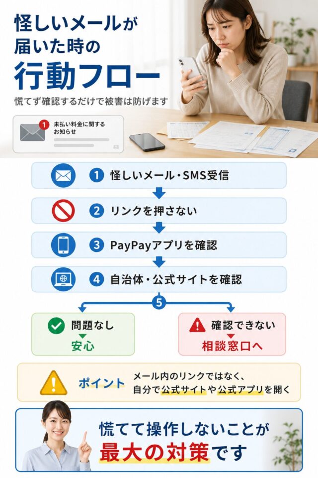 怪しいメールが届いた時の行動フロー