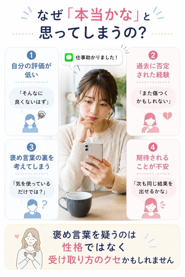 褒め言葉の受け取り方を迷う女性