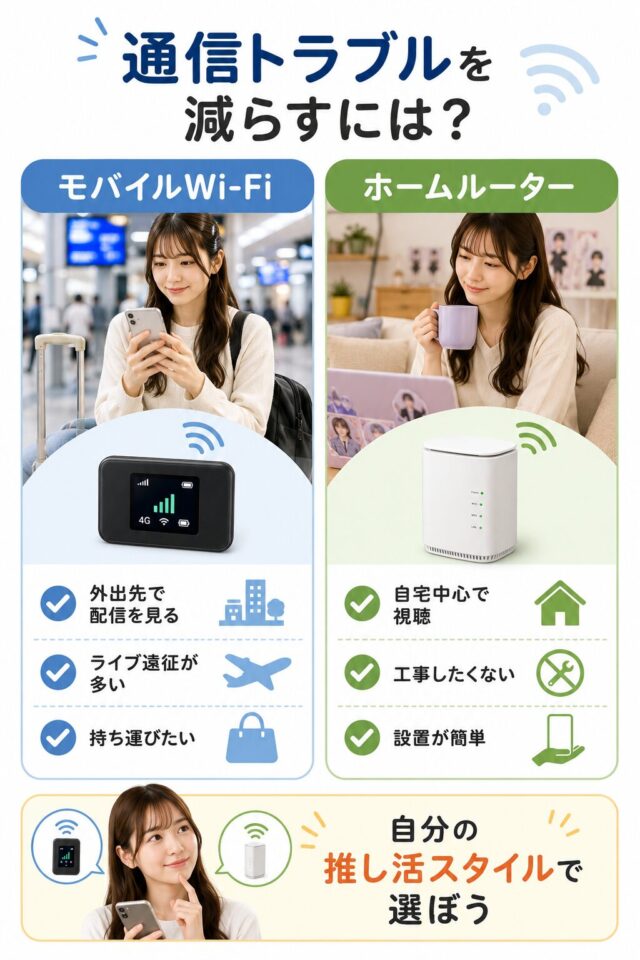 モバイルWi-Fiとホームルーターの比較図