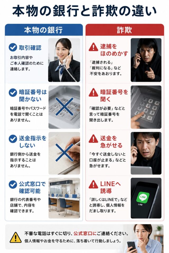 本物の銀行と詐欺の違い