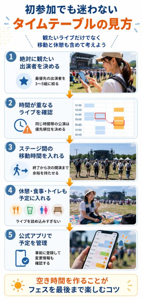 フェス初心者のタイムテーブルガイド