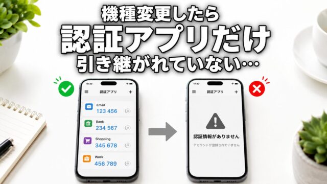 機種変更したあとに認証アプリが引き継がれていないイメージ