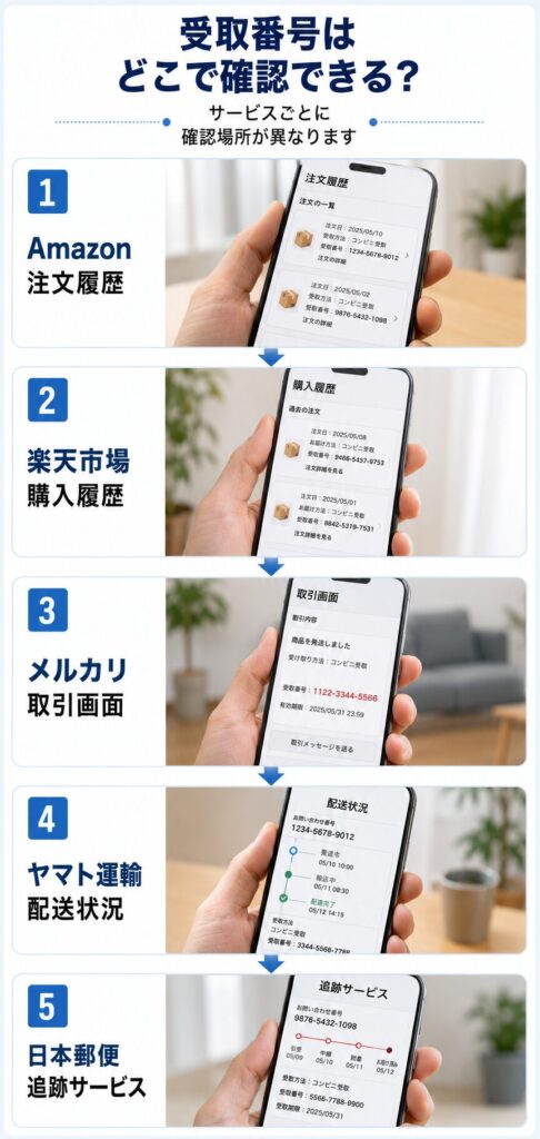 受取番号の確認方法