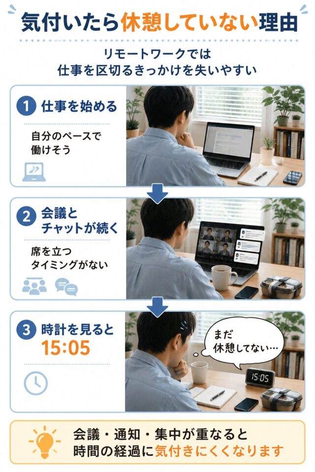 リモートワークで気付いたら休憩していない理由