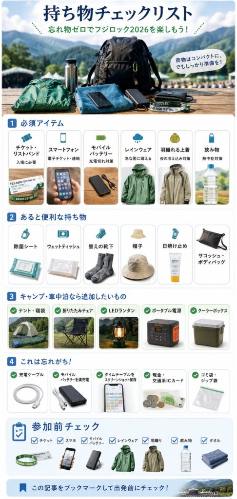 フジロック2026の持ち物チェックリスト