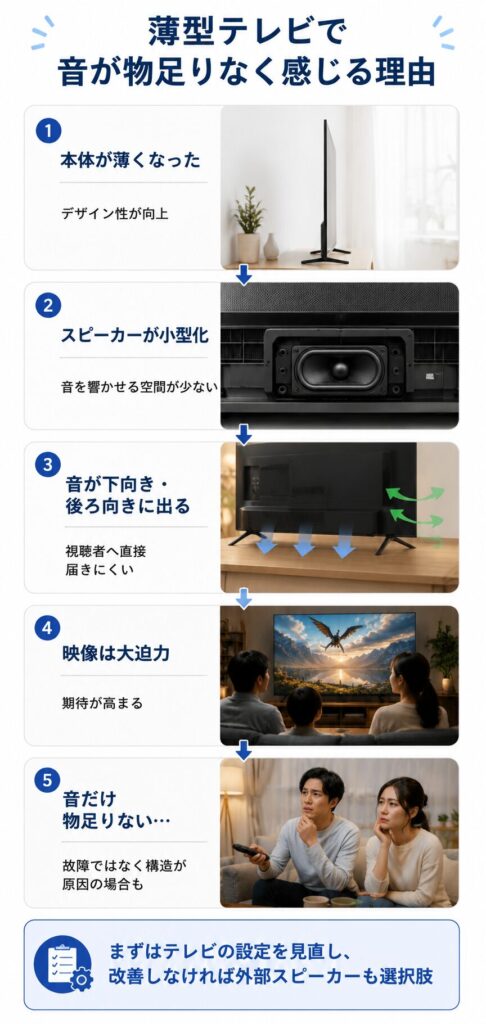 薄型テレビで音が物足りなく感じる理由