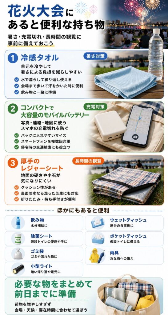 花火大会にあると便利な持ち物