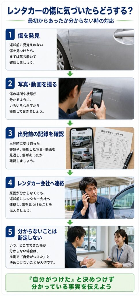 レンタカーの傷に気づいたあとの対応