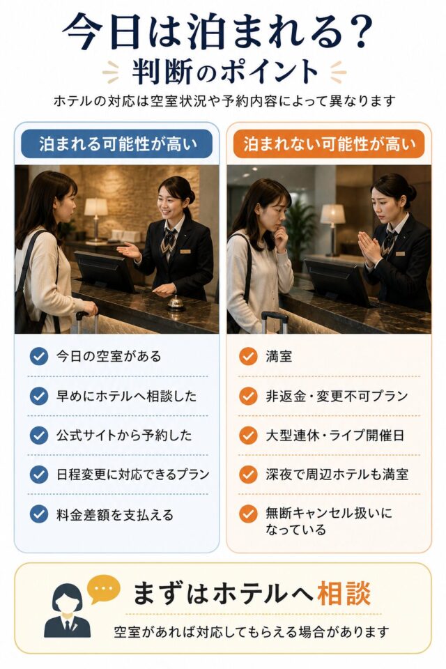 ホテルに今日は泊まれるかどうかの判断ガイド