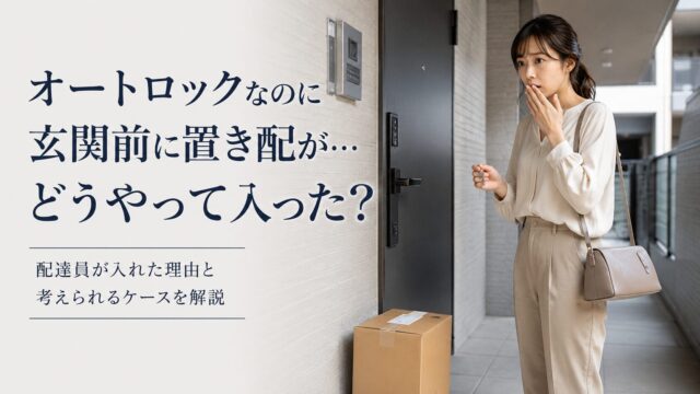 オートロックのマンションなのに玄関前に置き配があり戸惑う女性
