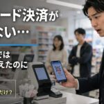 QRコード決済ができなくて焦る男性