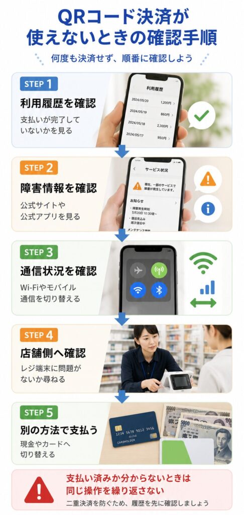 QRコード決済が使えないときの確認手順