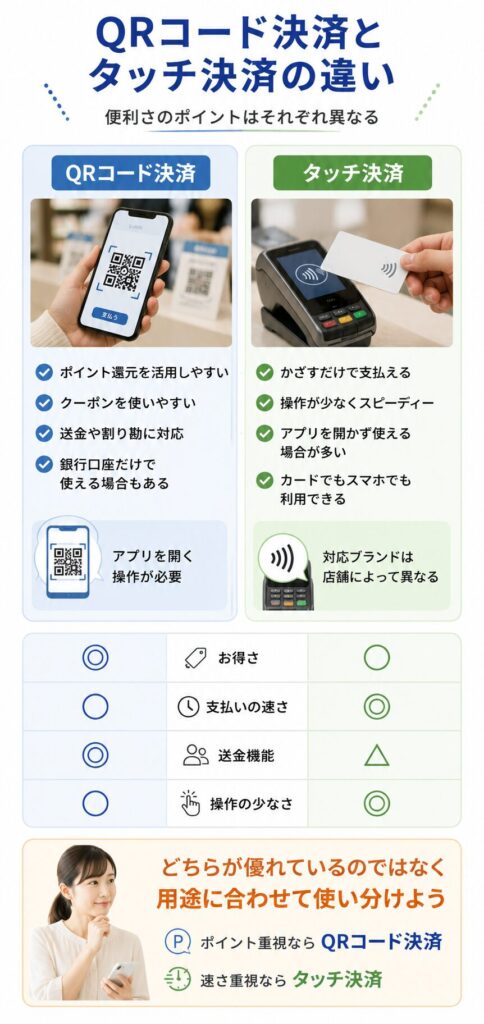 QRコード決済とタッチ決済の比較