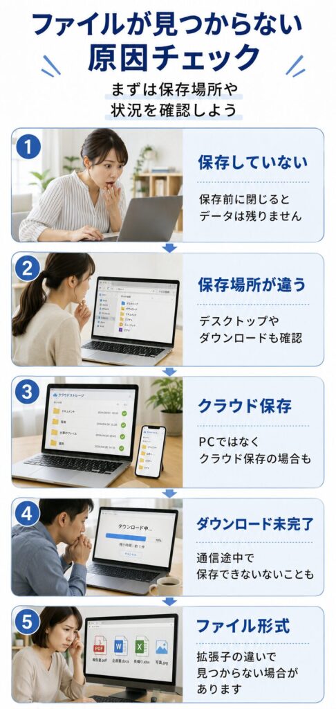 ファイルが見つからない原因チェック