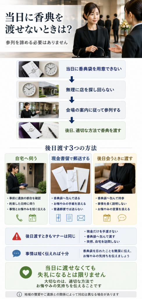 当日に香典を渡せないときの対応