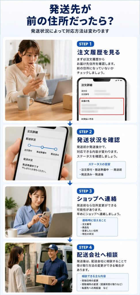 注文履歴から始める配送先変更ガイド