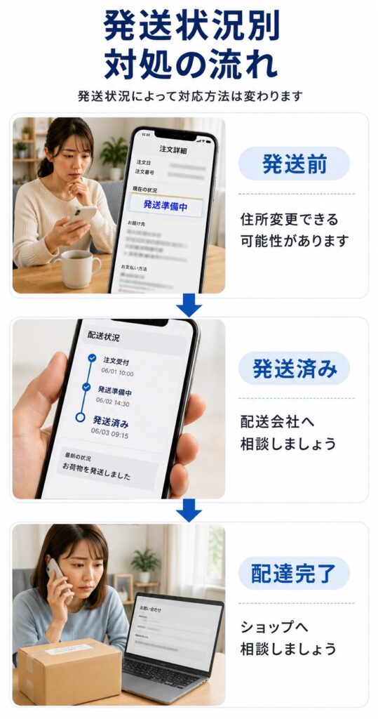 発送状況別の対処フロー
