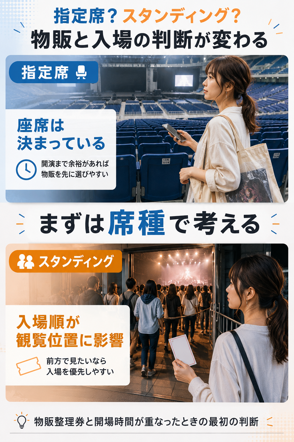 指定席とスタンディングで判断が変わる