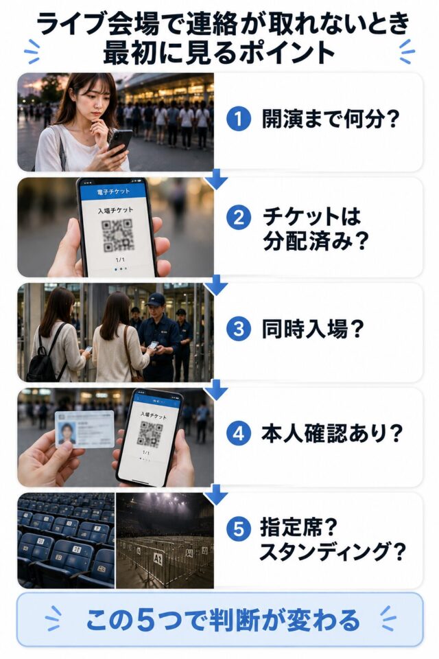 ライブ会場で連絡が取れないときに最初に見るポイント