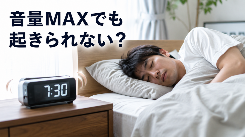 目覚ましの音量MAXでも朝起きられない男性