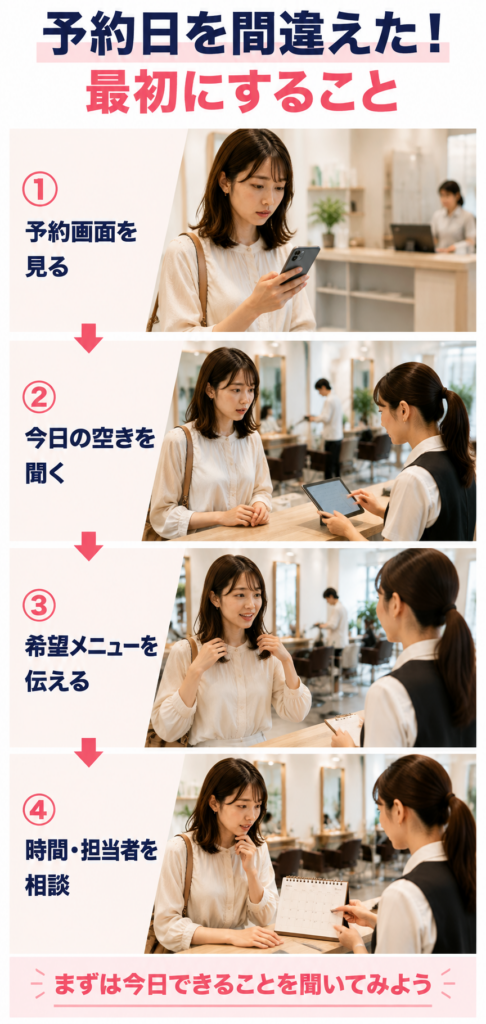 美容室へ着いてから予約日を間違えていたと分かったときの最初にすること