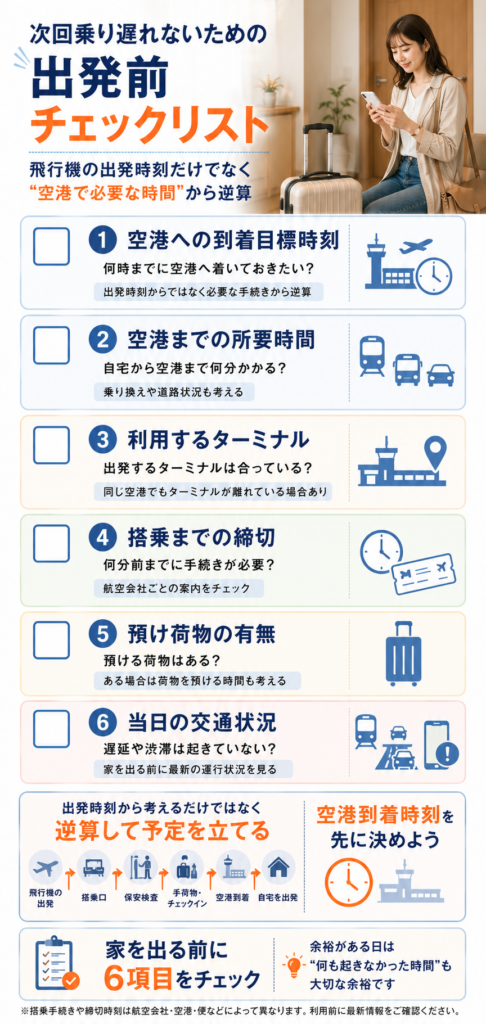 次回乗り遅れないための出発前チェックリスト