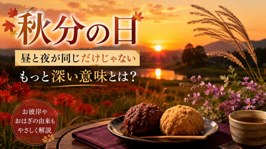 秋分の日、夕映えのおはぎと彼岸花