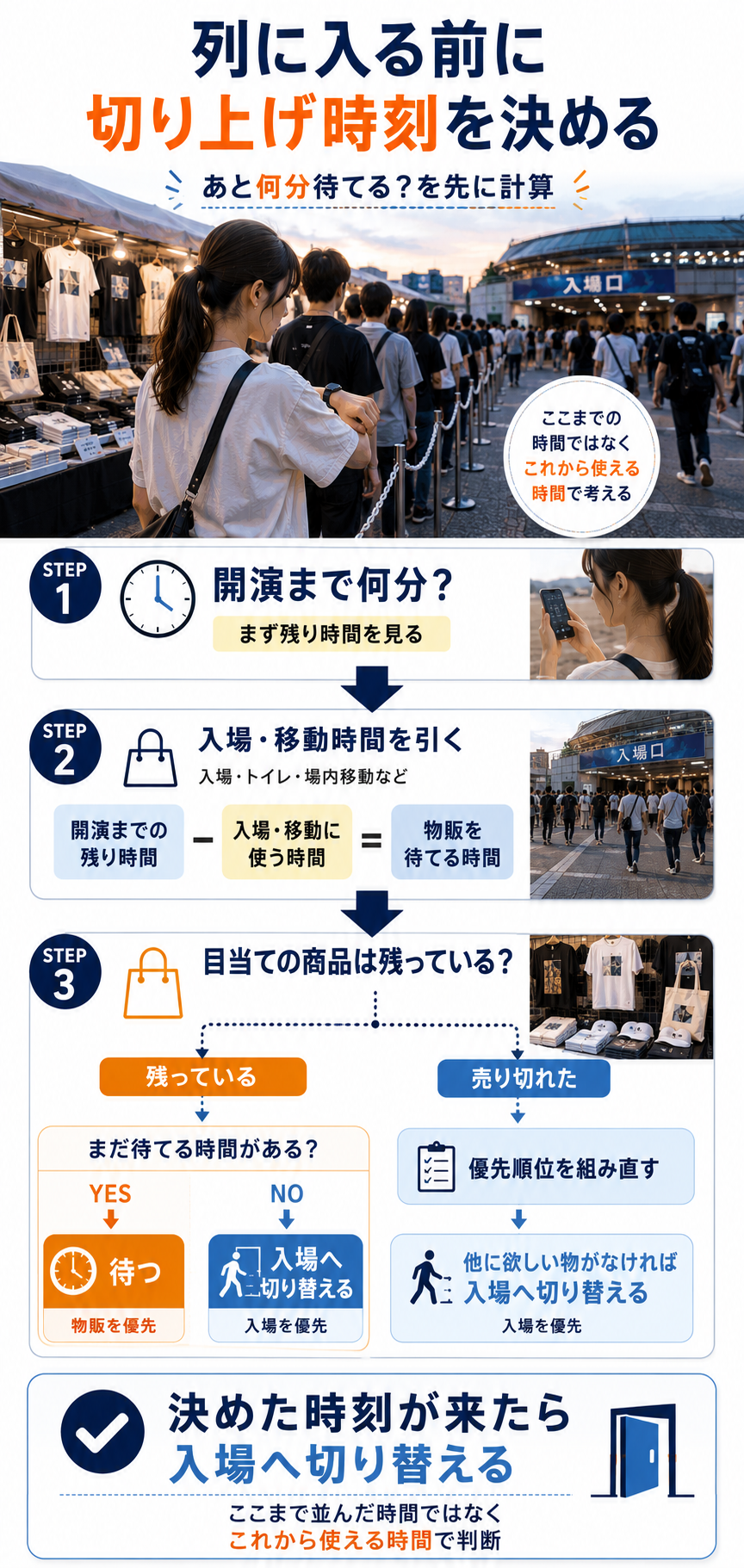 列を離れる判断フロー