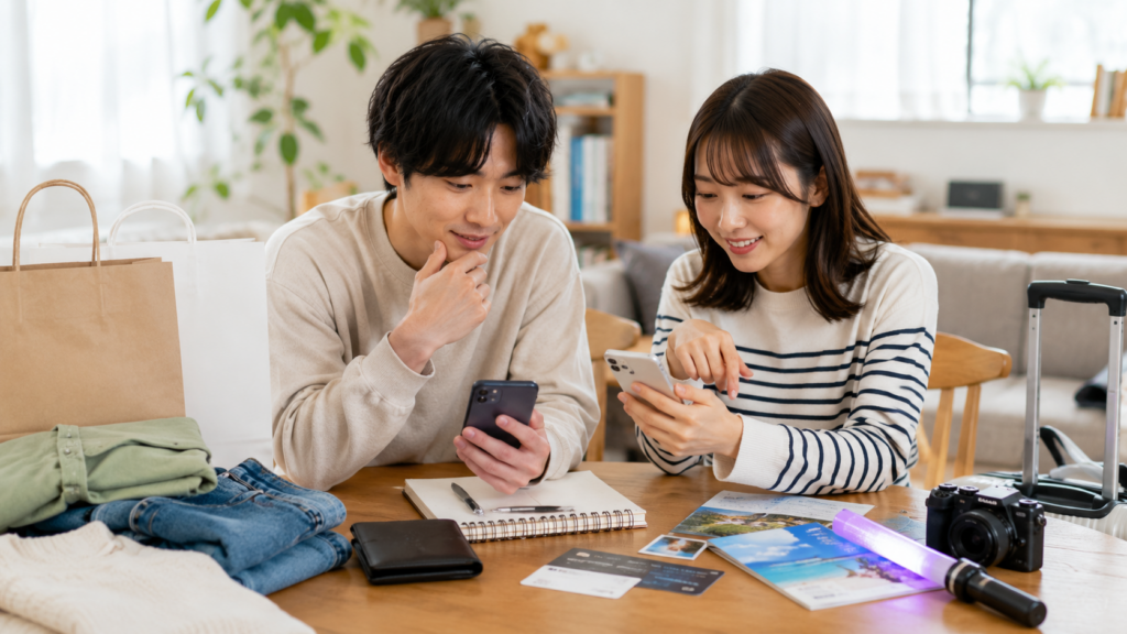 20代日本人男女がスマホで支出を考える日常写真