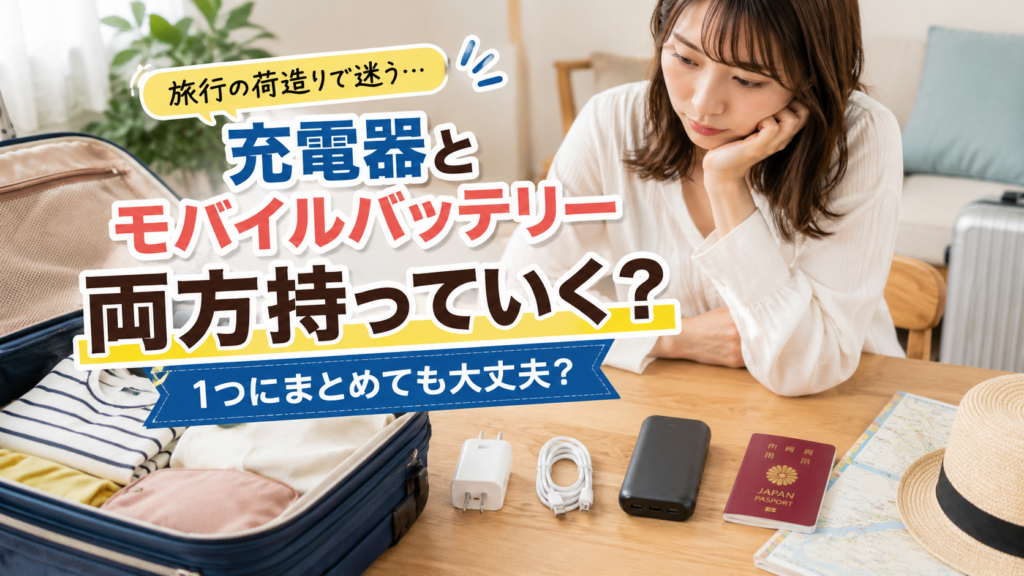 旅行前、自宅で荷造りしている日本人女性