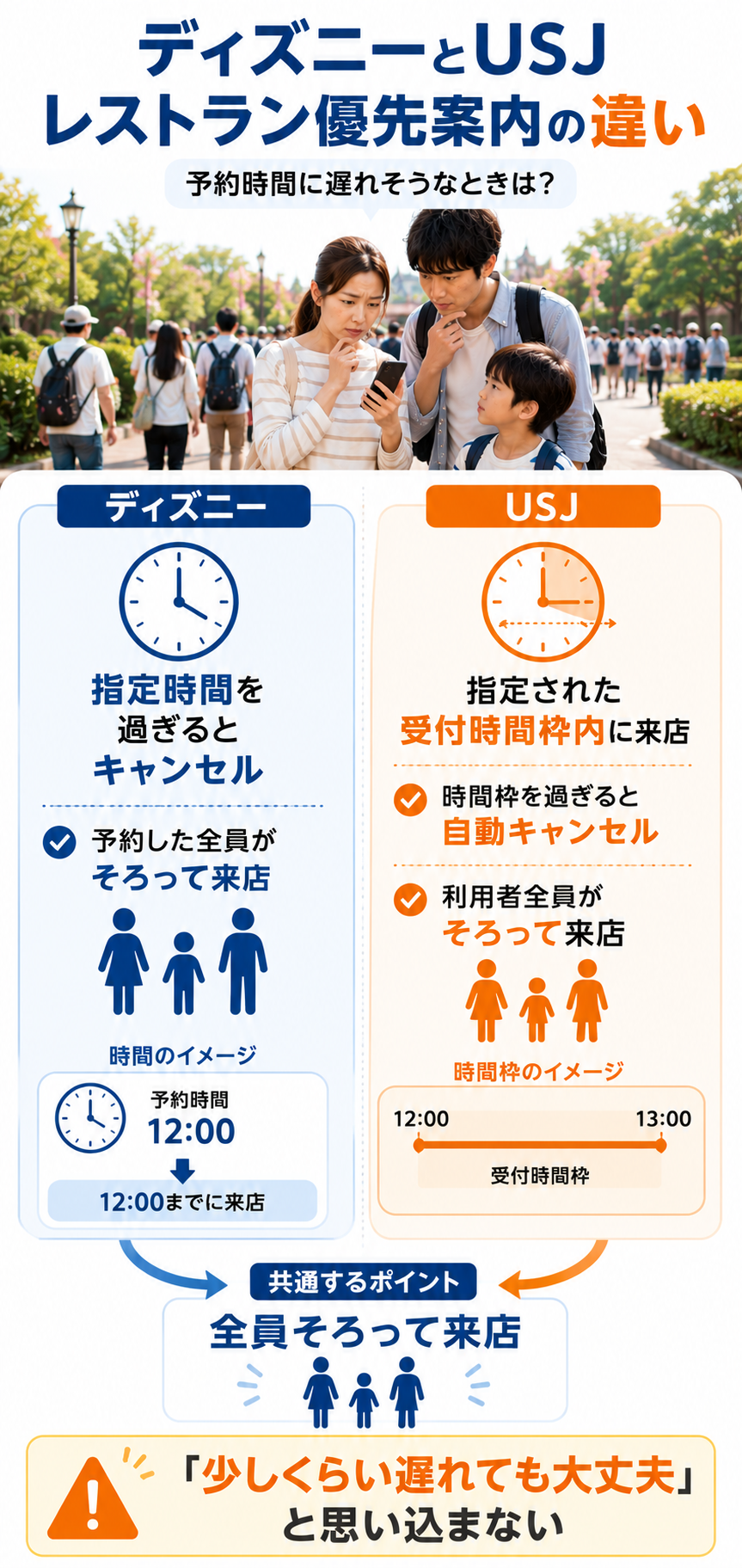 ディズニーとUSJ レストラン優先案内の違い
