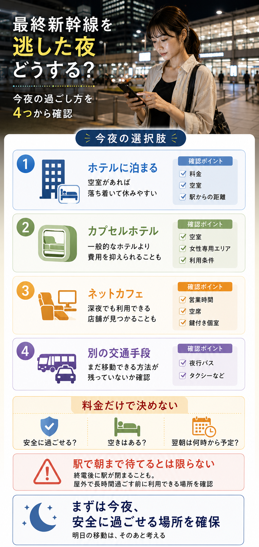 最終新幹線を逃した夜の選択肢