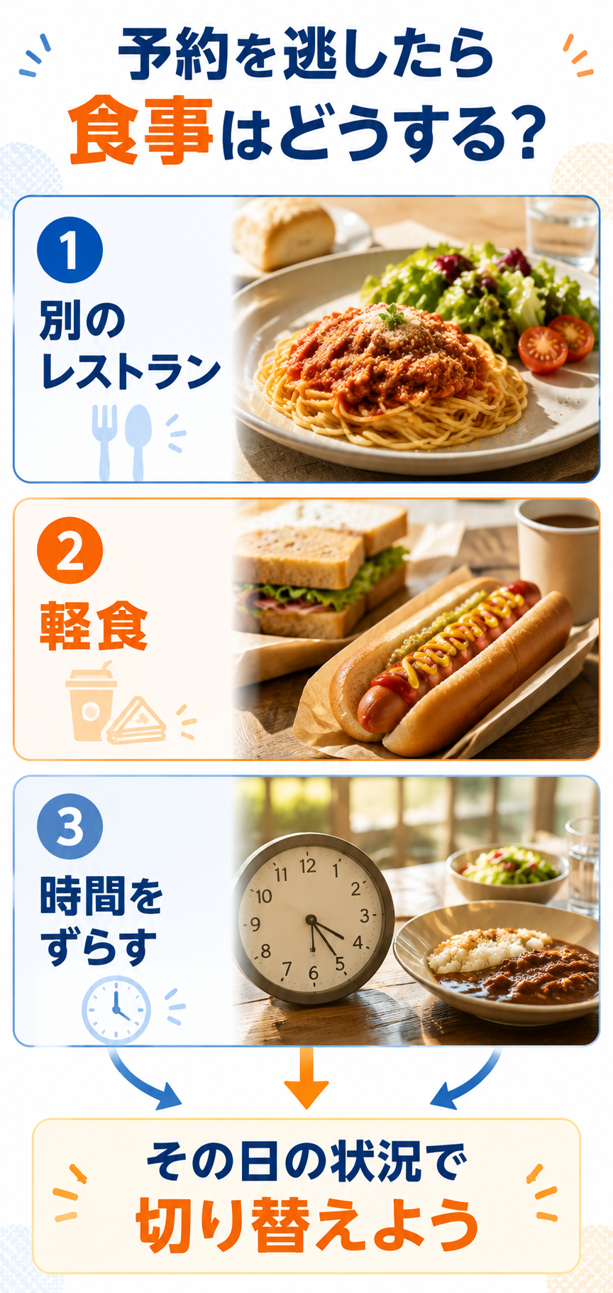 予約を逃したら3つの選択肢