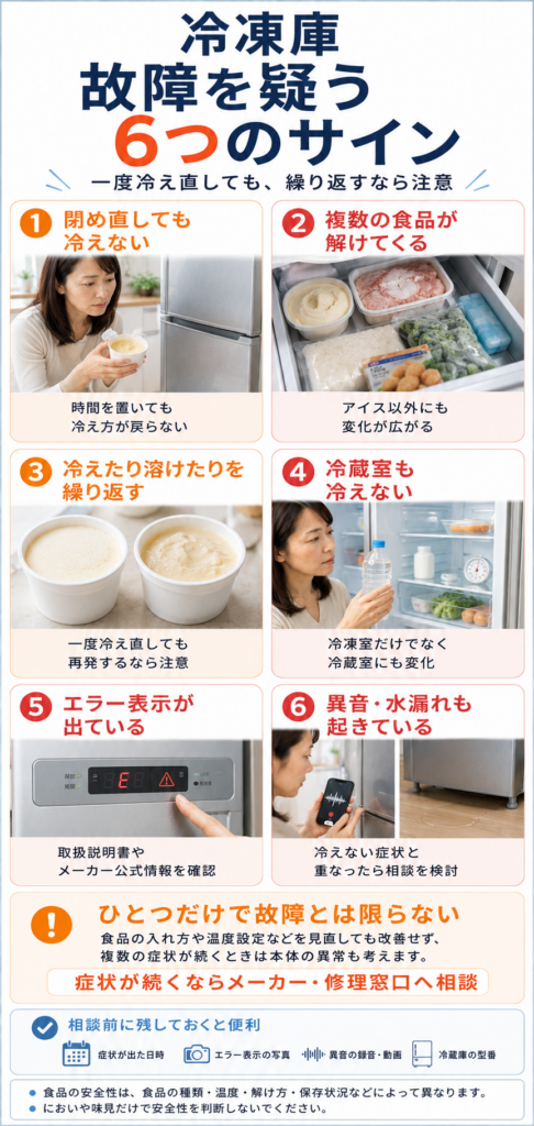 冷凍庫の故障を疑う6つのサイン