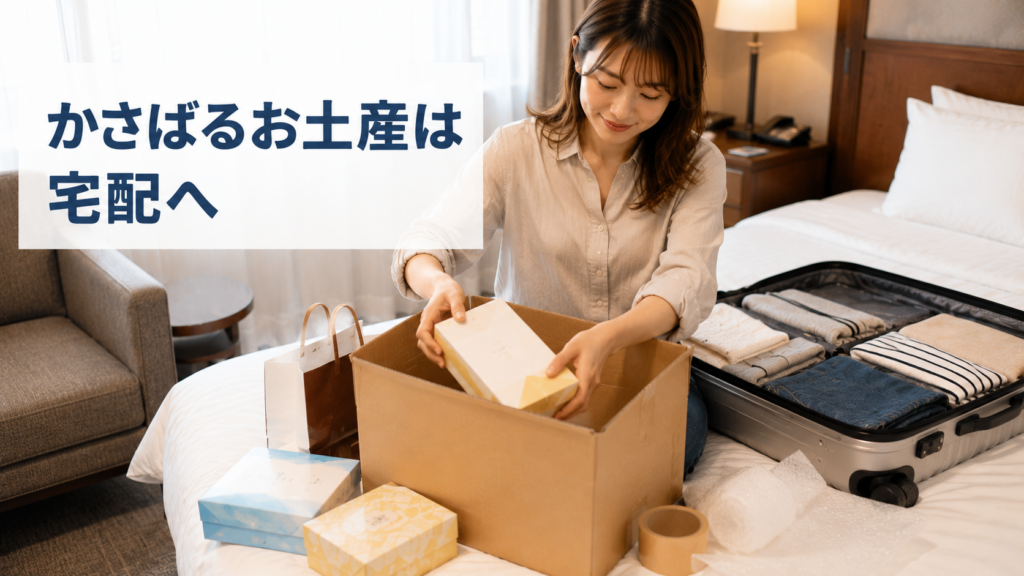 かさばる箱を宅配用ダンボールへ分けている女性