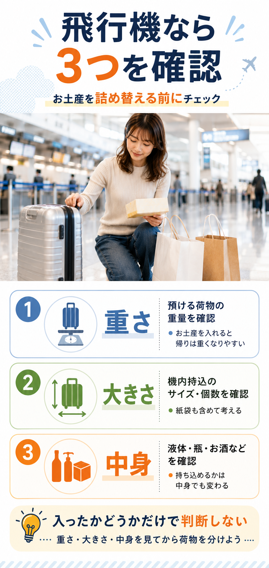 空港で確認する3つのポイント