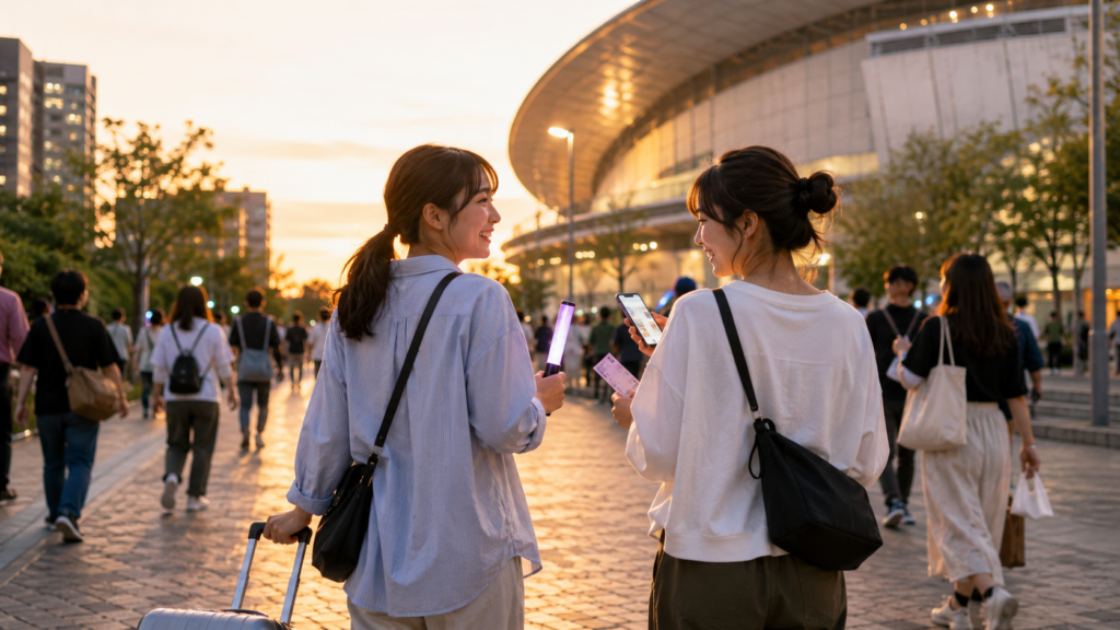 夕暮れのアリーナへ向かう友人たち コメント アスペクト比 削除 共有する