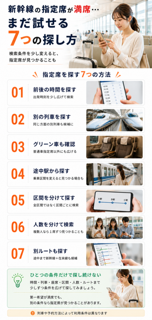 新幹線の指定席を探す7つの方法