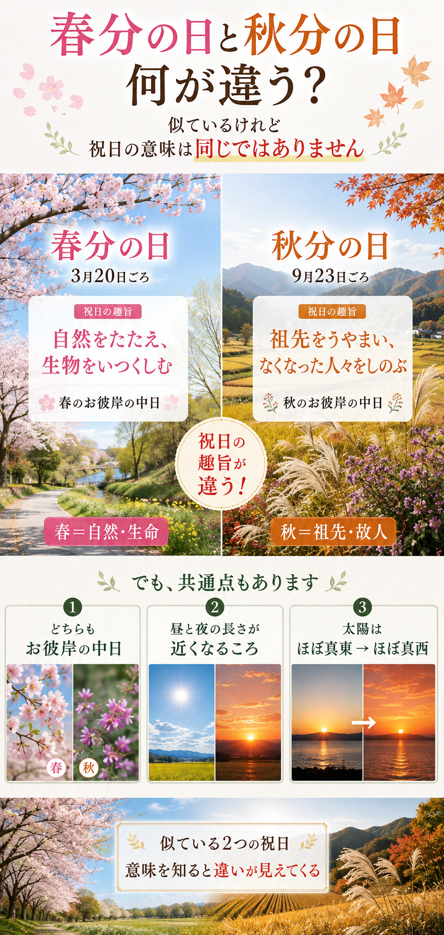 春分と秋分の違いと共通点