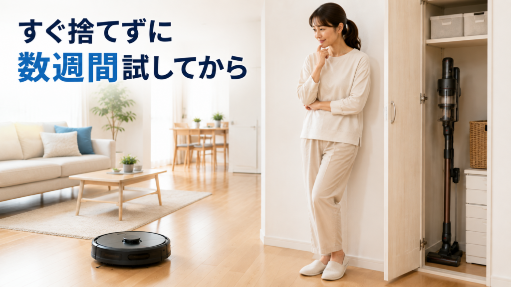 新しいロボットが届いても古い掃除機はすぐ捨てない