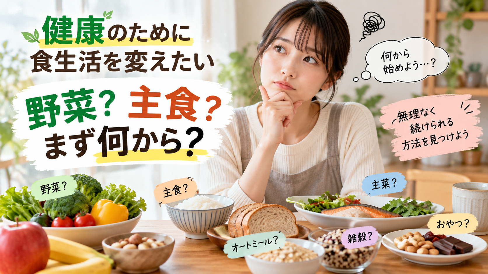 健康のために食生活を考える女性