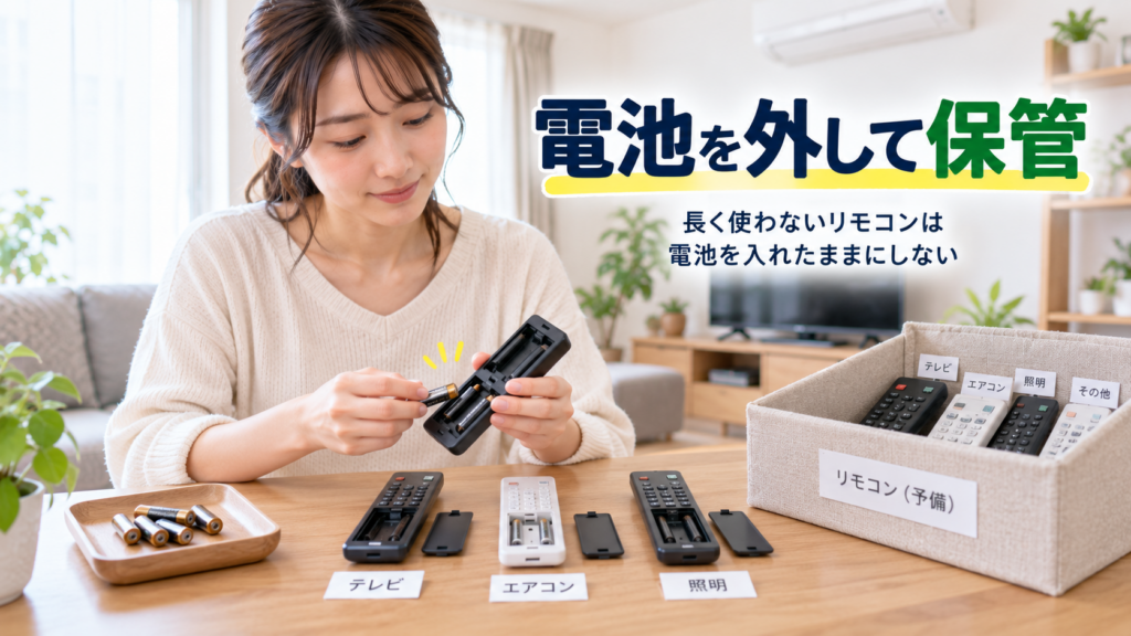 電池を外して収納する場面