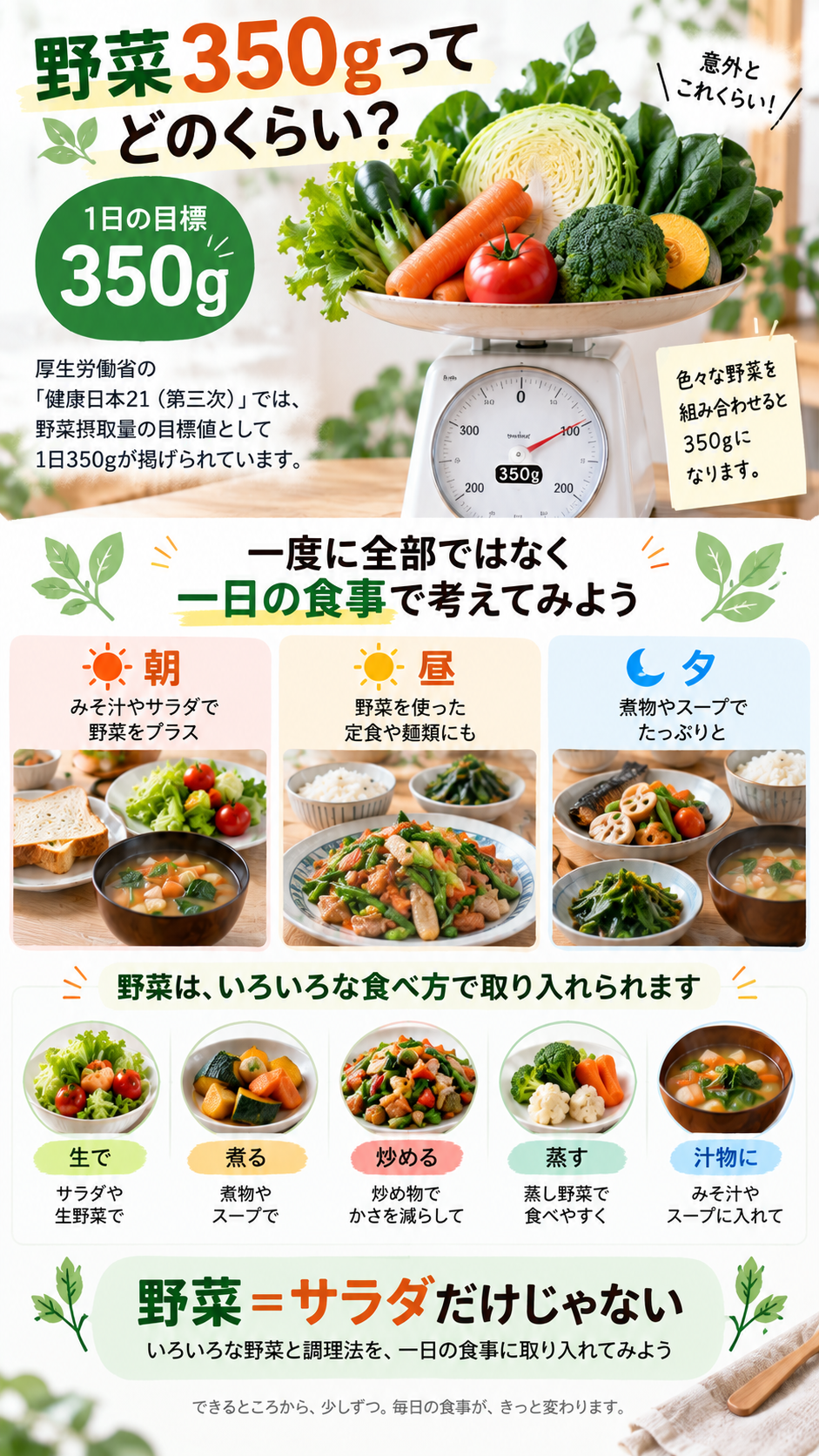 野菜350gの食べ方ガイド
