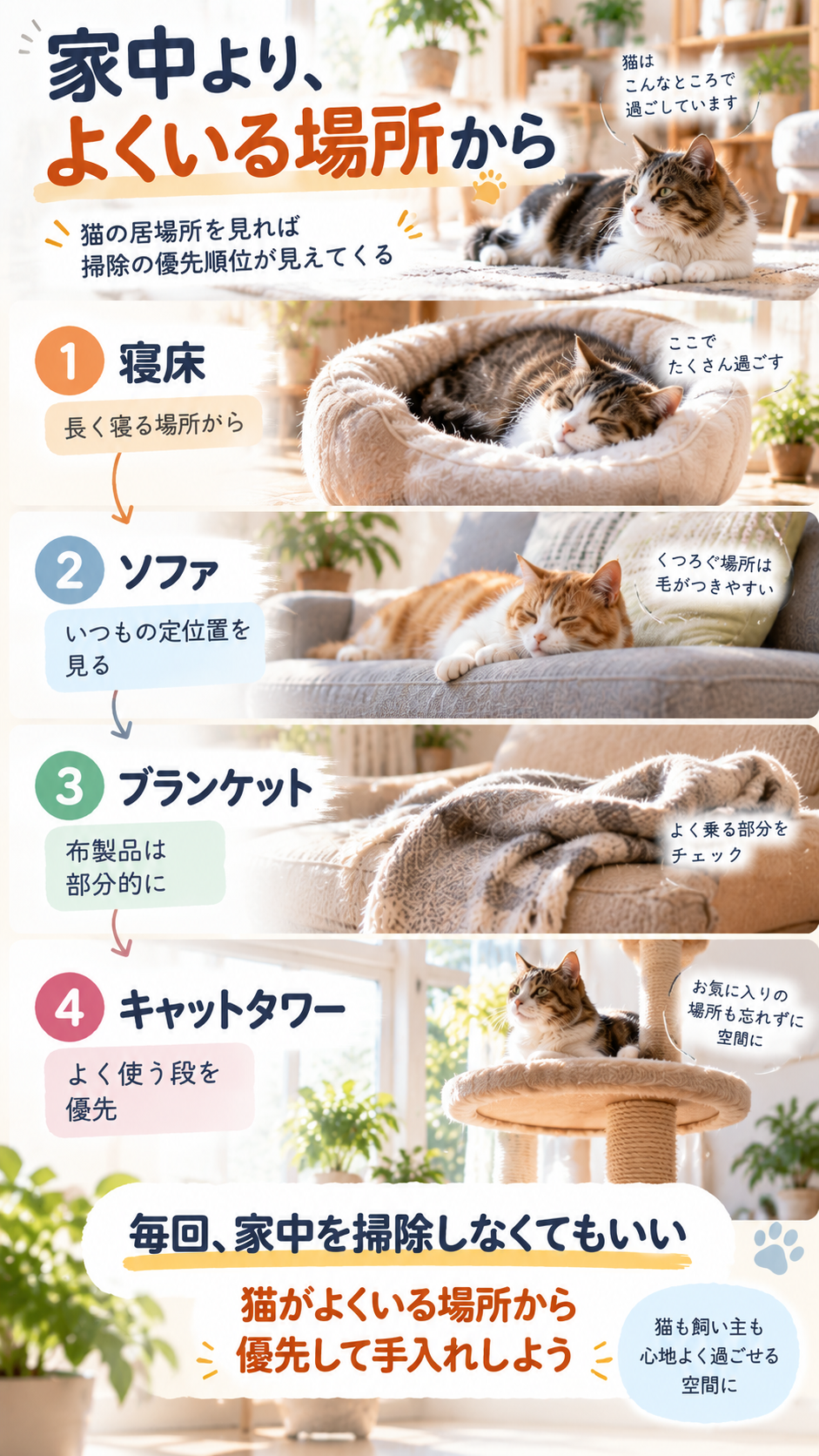 家中より、猫がよくいる場所から
