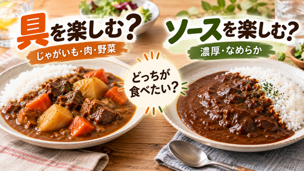 皿に盛られたカレーの違い